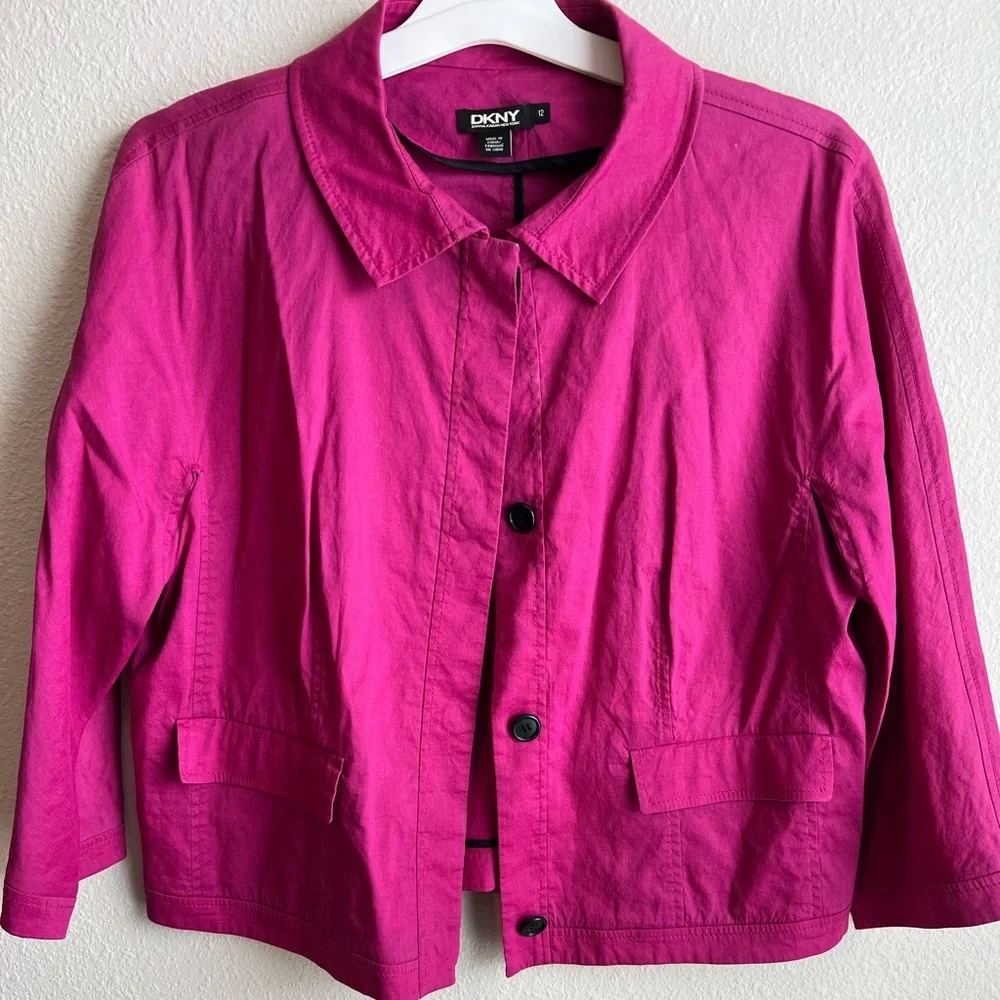 DKNY Fuchsia Pink Button-Front Jacket - Picture 1 of 7